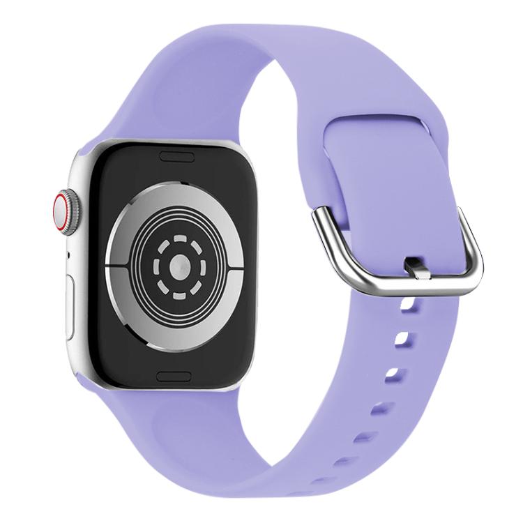 For Apple Watch 42mm / 41mm / 40mm / 38mm Kalebol Metal Pin Buckle Silicone Watch Band(Light Purple)