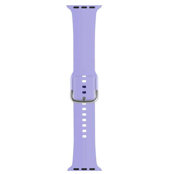 For Apple Watch 42mm / 41mm / 40mm / 38mm Kalebol Metal Pin Buckle Silicone Watch Band(Light Purple)