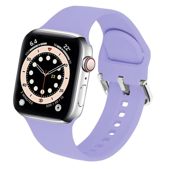 For Apple Watch 42mm / 41mm / 40mm / 38mm Kalebol Metal Pin Buckle Silicone Watch Band(Light Purple)