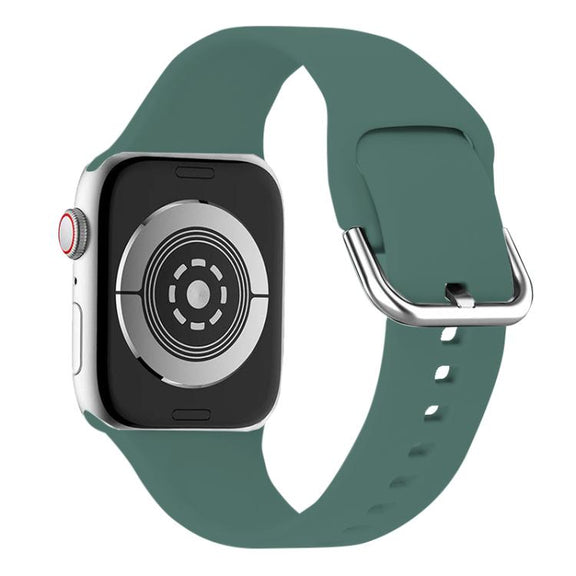 For Apple Watch 42mm / 41mm / 40mm / 38mm Kalebol Metal Pin Buckle Silicone Watch Band(Pine Green)