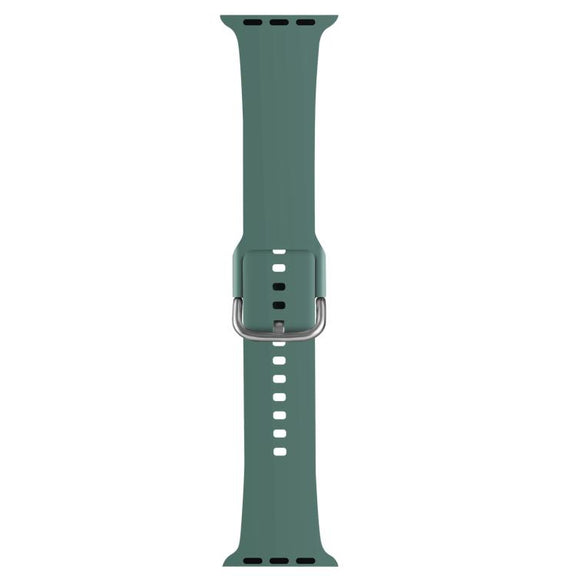 For Apple Watch 42mm / 41mm / 40mm / 38mm Kalebol Metal Pin Buckle Silicone Watch Band(Pine Green)