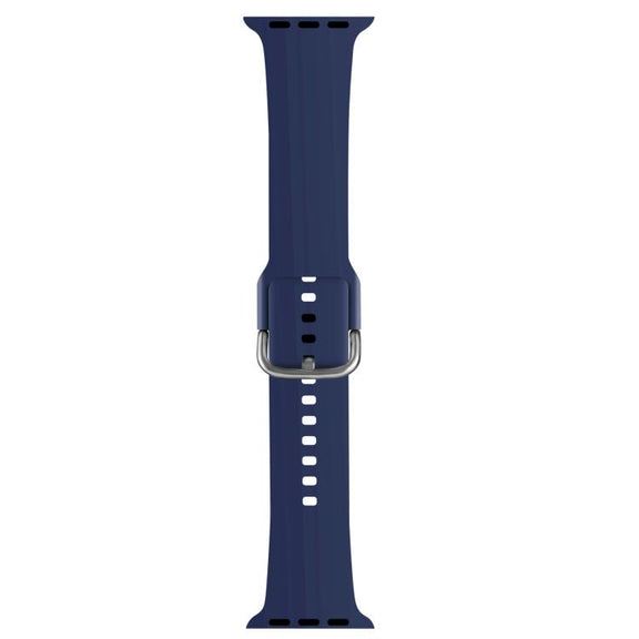For Apple Watch 42mm / 41mm / 40mm / 38mm Kalebol Metal Pin Buckle Silicone Watch Band(Dark Blue)