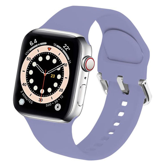 For Apple Watch 42mm / 41mm / 40mm / 38mm Kalebol Metal Pin Buckle Silicone Watch Band(Lavender)