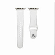 For Apple Watch 46mm / 49mm / 45mm / 44mm Kalebol Large Stud Buckle Leather Watch Band(White)