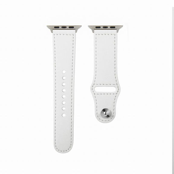 For Apple Watch 46mm / 49mm / 45mm / 44mm Kalebol Large Stud Buckle Leather Watch Band(White)
