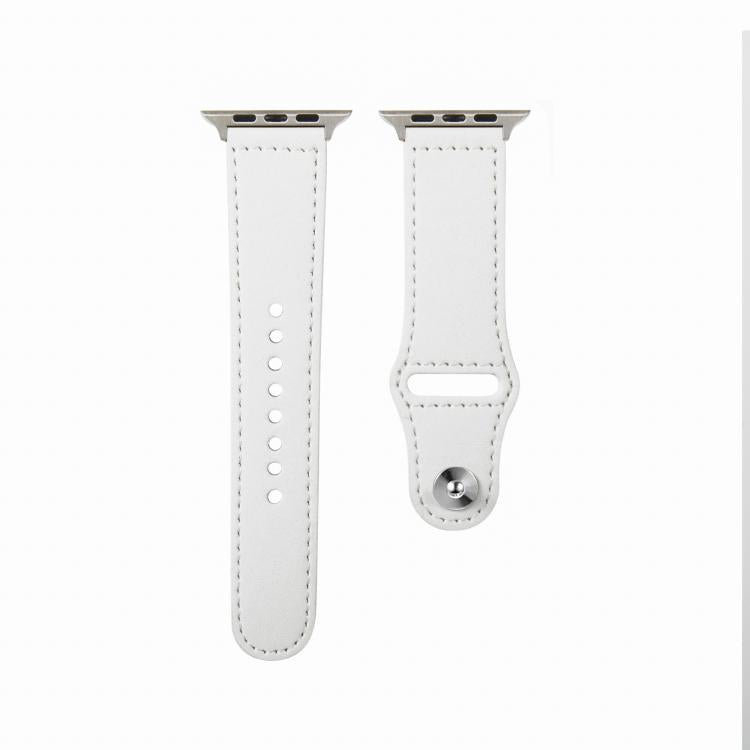 For Apple Watch 46mm / 49mm / 45mm / 44mm Kalebol Large Stud Buckle Leather Watch Band(White)