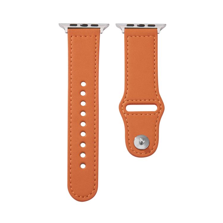 For Apple Watch 46mm / 49mm / 45mm / 44mm Kalebol Large Stud Buckle Leather Watch Band(Orange)
