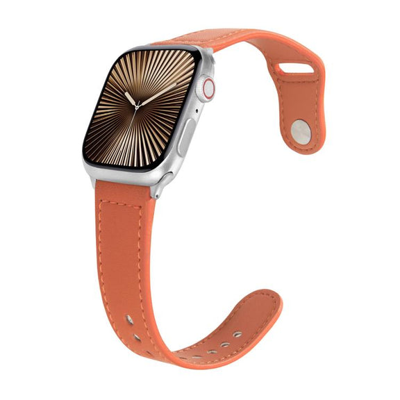 For Apple Watch 46mm / 49mm / 45mm / 44mm Kalebol Large Stud Buckle Leather Watch Band(Orange)