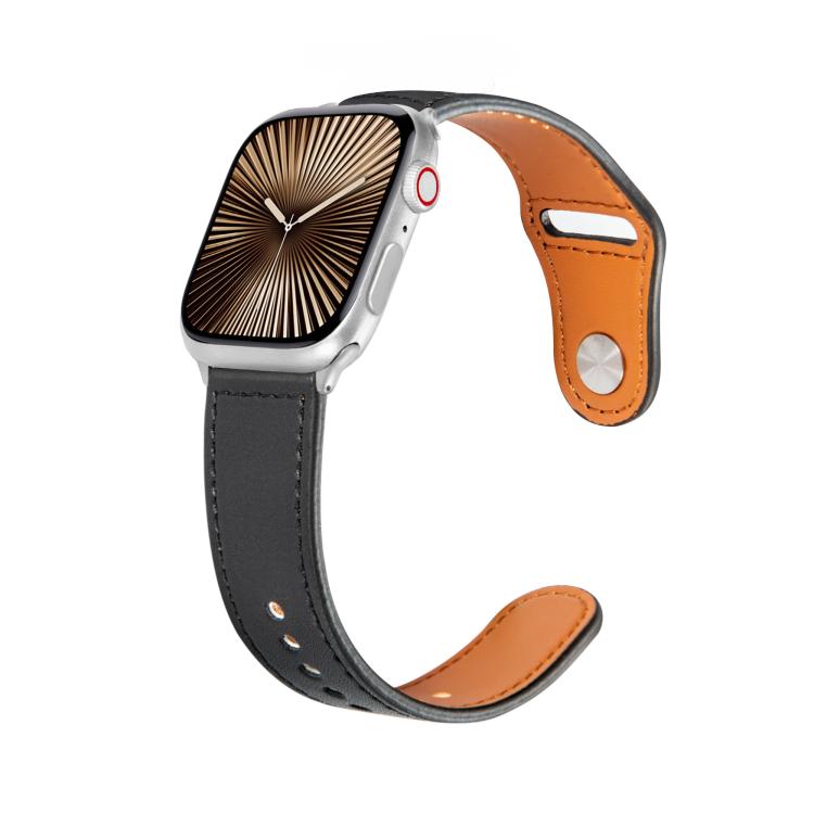 For Apple Watch 46mm / 49mm / 45mm / 44mm Kalebol Large Stud Buckle Leather Watch Band(Black) - free shipping - PMc TechLife - Order now!