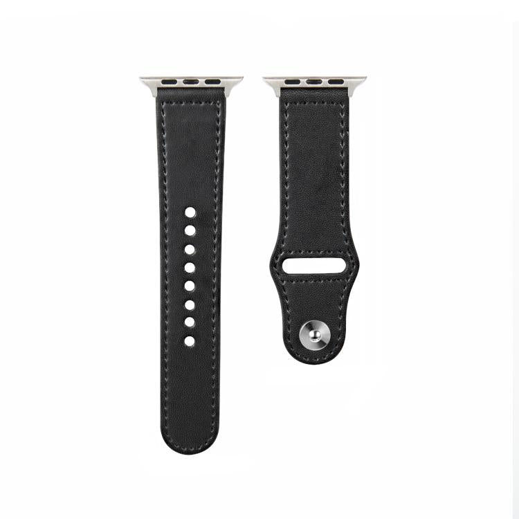 For Apple Watch 46mm / 49mm / 45mm / 44mm Kalebol Large Stud Buckle Leather Watch Band(Black) - free shipping - PMc TechLife - Order now!