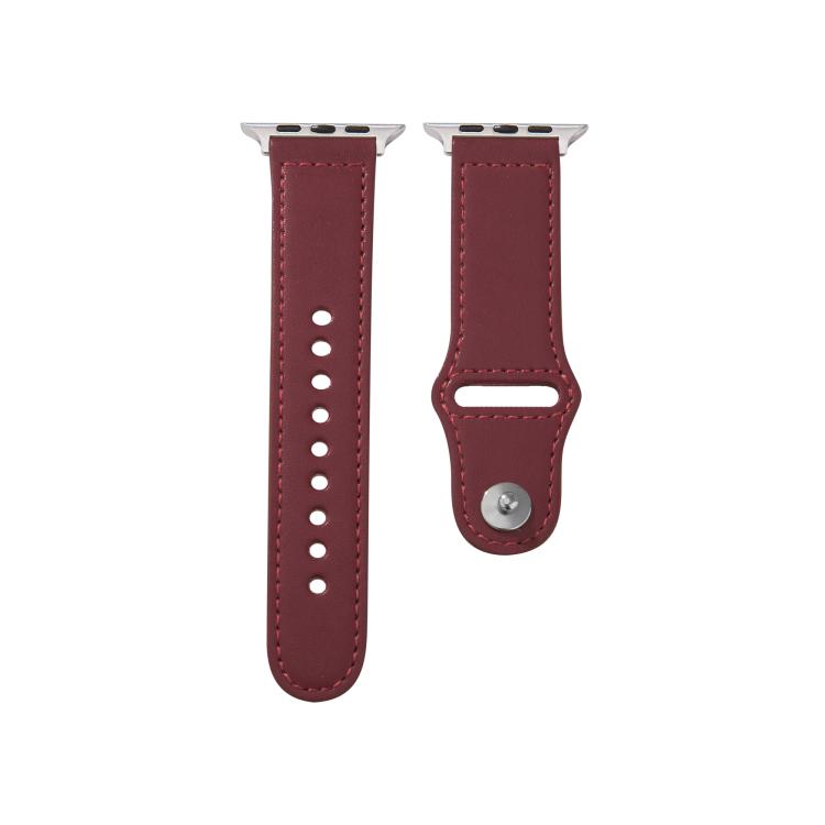 For Apple Watch 46mm / 49mm / 45mm / 44mm Kalebol Large Stud Buckle Leather Watch Band(Wine Red) - free shipping - PMc TechLife - Order now!