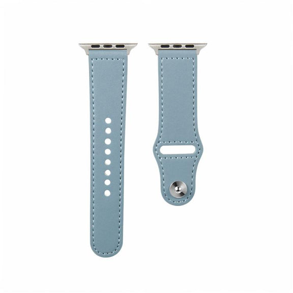 For Apple Watch 46mm / 49mm / 45mm / 44mm Kalebol Large Stud Buckle Leather Watch Band(Haze Blue)