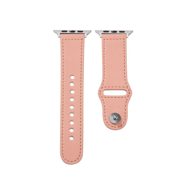 For Apple Watch 42mm / 41mm / 40mm / 38mm Kalebol Large Stud Buckle Leather Watch Band(Pink)