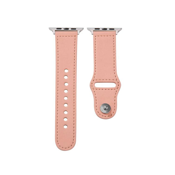 For Apple Watch 42mm / 41mm / 40mm / 38mm Kalebol Large Stud Buckle Leather Watch Band(Pink)