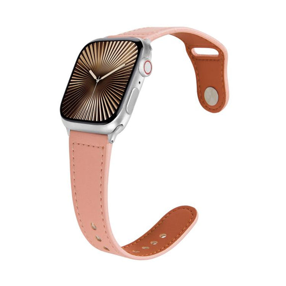 For Apple Watch 42mm / 41mm / 40mm / 38mm Kalebol Large Stud Buckle Leather Watch Band(Pink)