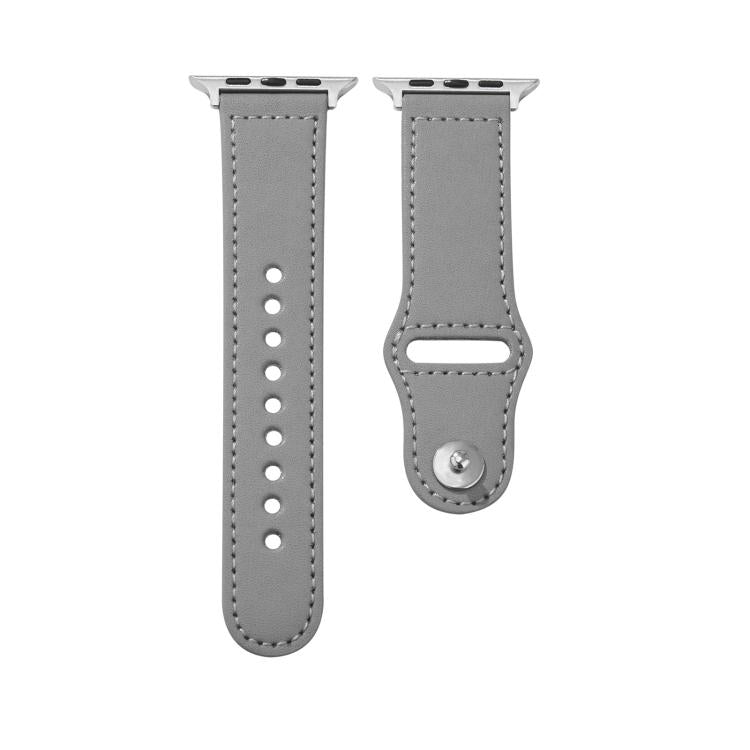 For Apple Watch 42mm / 41mm / 40mm / 38mm Kalebol Large Stud Buckle Leather Watch Band(Grey)