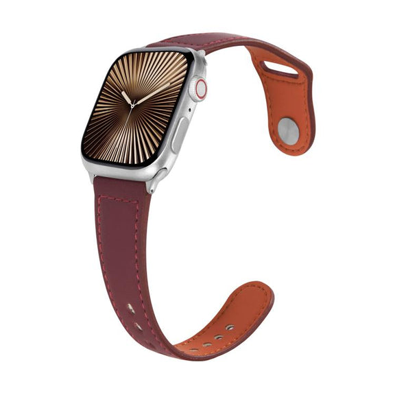 For Apple Watch 42mm / 41mm / 40mm / 38mm Kalebol Large Stud Buckle Leather Watch Band(Wine Red)