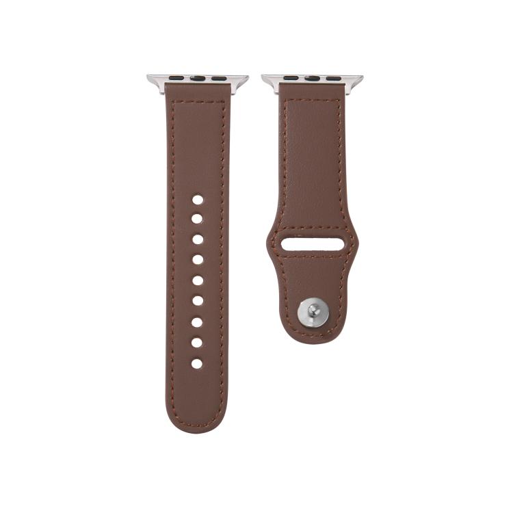 For Apple Watch 42mm / 41mm / 40mm / 38mm Kalebol Large Stud Buckle Leather Watch Band(Coffee)