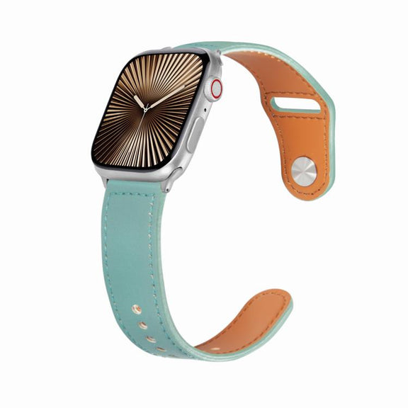 For Apple Watch 42mm / 41mm / 40mm / 38mm Kalebol Large Stud Buckle Leather Watch Band(Green)