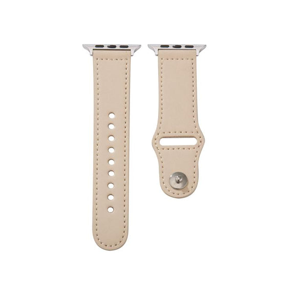For Apple Watch 42mm / 41mm / 40mm / 38mm Kalebol Large Stud Buckle Leather Watch Band(Apricot)