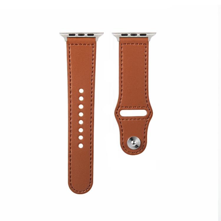 For Apple Watch 42mm / 41mm / 40mm / 38mm Kalebol Large Stud Buckle Leather Watch Band(Brown) - free shipping - PMc TechLife - Order now!