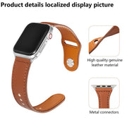 For Apple Watch 42mm / 41mm / 40mm / 38mm Kalebol Large Stud Buckle Leather Watch Band(Coffee)