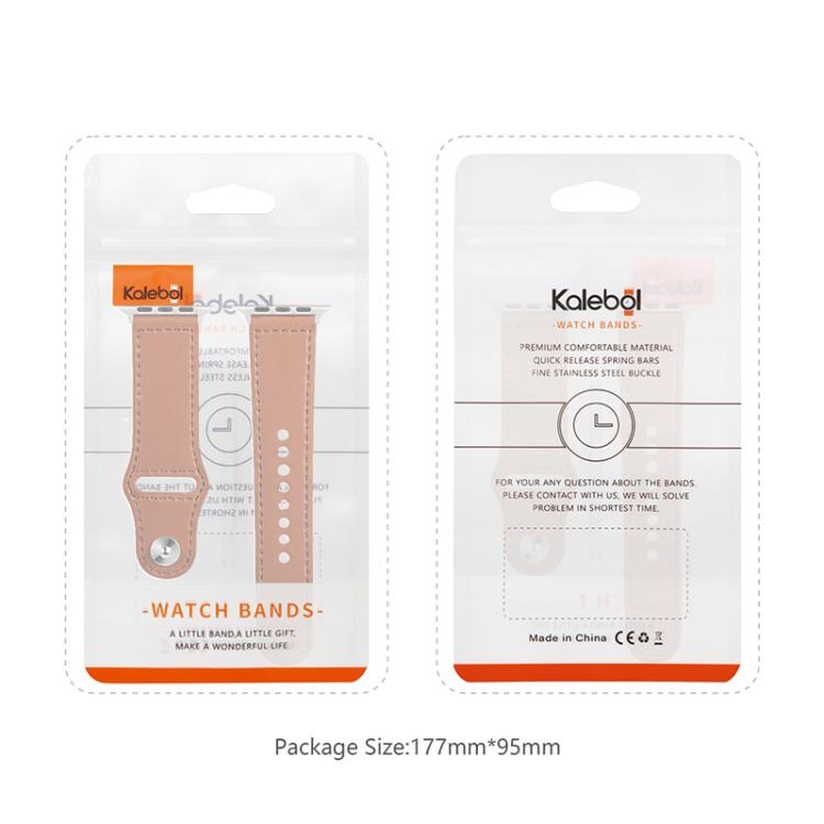 For Apple Watch 46mm / 49mm / 45mm / 44mm Kalebol Large Stud Buckle Leather Watch Band(Brown)