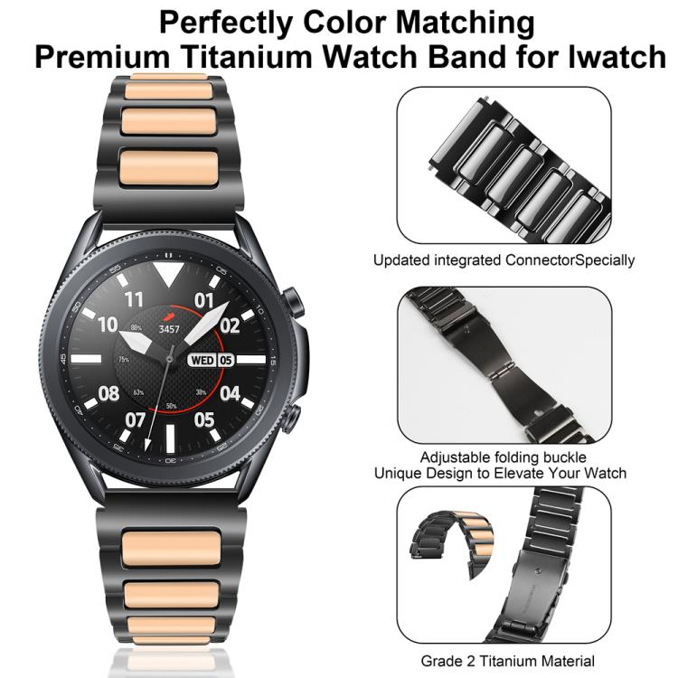 Kalebol 22mm Tooling Metal Zinc Alloy Watch Band(Black Rose Gold)