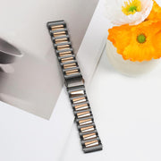 Kalebol 22mm Tooling Metal Zinc Alloy Watch Band(Black Rose Gold)