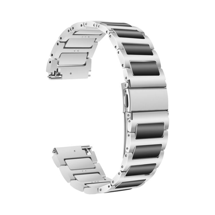 Kalebol 22mm Tooling Metal Zinc Alloy Watch Band(Silver Black)