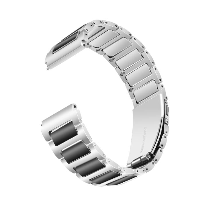 Kalebol 22mm Tooling Metal Zinc Alloy Watch Band(Silver Black)