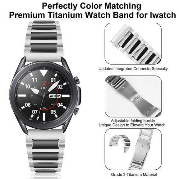 Kalebol 22mm Tooling Metal Zinc Alloy Watch Band(Silver Black)