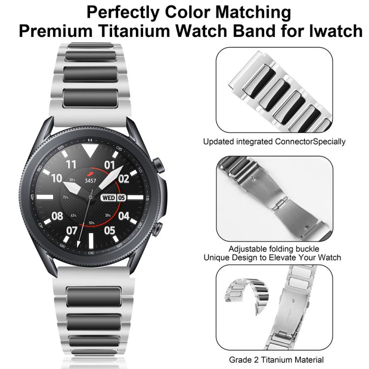 Kalebol 22mm Tooling Metal Zinc Alloy Watch Band(Silver Black)