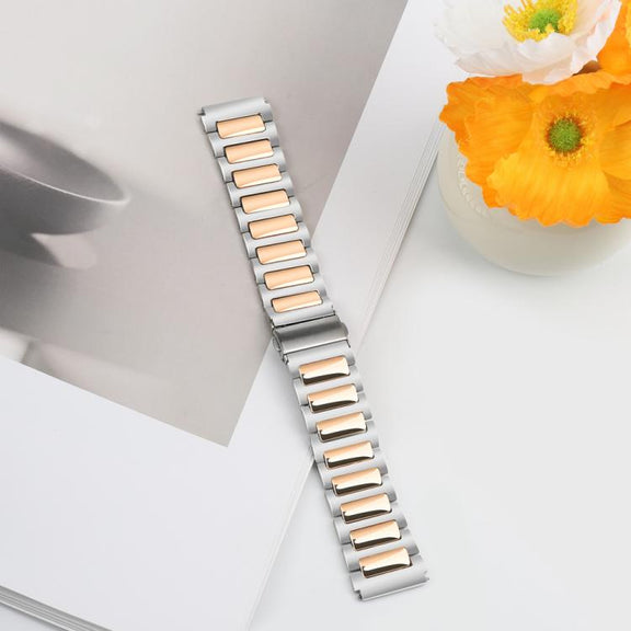 Kalebol 22mm Tooling Metal Zinc Alloy Watch Band(Silver Rose Gold)