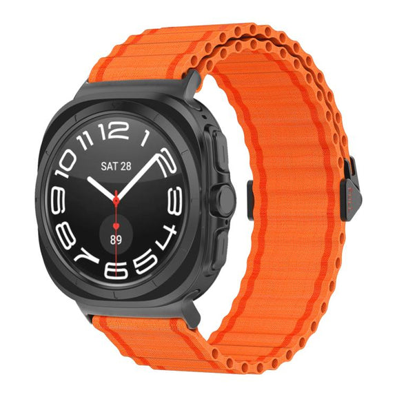 For Samsung Galaxy Watch Ultra 47mm Kalebol Ocean Loop Nylon Braided Watch Band(Orange)