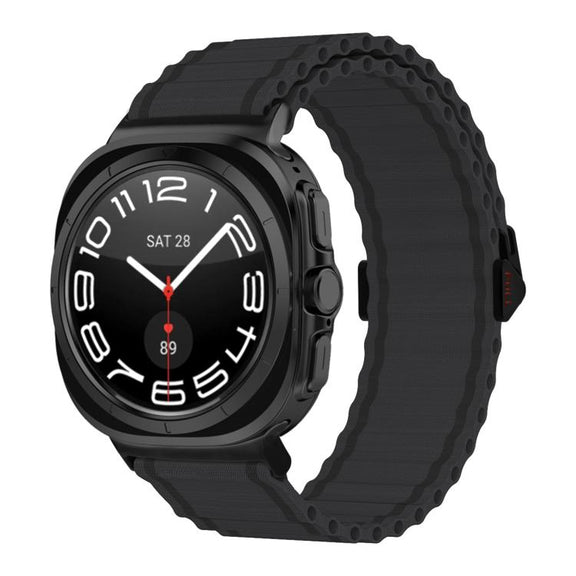 For Samsung Galaxy Watch Ultra 47mm Kalebol Ocean Loop Nylon Braided Watch Band(Dark Grey)