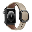 For Apple Watch 46mm / 49mm / 45mm / 44mm Kalebol Magnetic Fold Genuine Buckle Leather Watch Band(Apricot) - free shipping - PMc TechLife - Order now!
