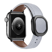 For Apple Watch 42mm / 41mm / 40mm / 38mm Kalebol Magnetic Fold Genuine Buckle Leather Watch Band(Light Grey)