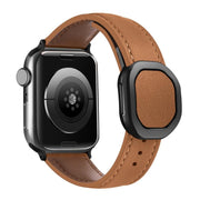 For Apple Watch 42mm / 41mm / 40mm / 38mm Kalebol Magnetic Fold Genuine Buckle Leather Watch Band(Brown)