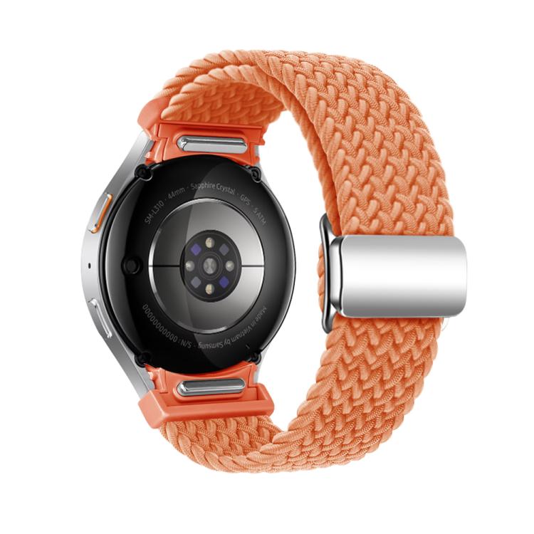 For Samsung Galaxy Watch 5 Pro / 6 / 7 Kalebol Button Braided Loop Magnetic Buckle Watch Band(Orange)