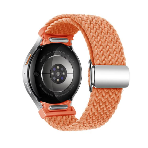 For Samsung Galaxy Watch 5 Pro / 6 / 7 Kalebol Button Braided Loop Magnetic Buckle Watch Band(Orange)