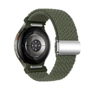 For Samsung Galaxy Watch 5 Pro / 6 / 7 Kalebol Button Braided Loop Magnetic Buckle Watch Band(Dark Olive Green)
