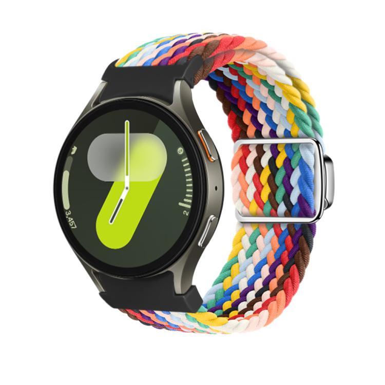 For Samsung Galaxy Watch 5 Pro / 6 / 7 Kalebol Button Braided Loop Magnetic Buckle Watch Band(Official Rainbow) - free shipping - PMc TechLife - Order now!