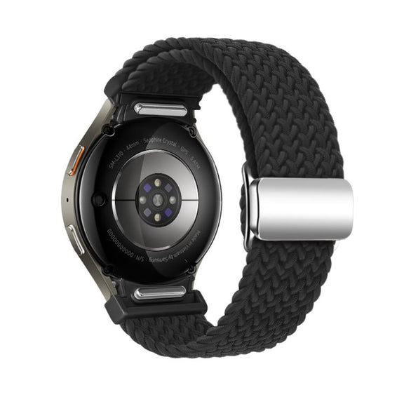 For Samsung Galaxy Watch 5 Pro / 6 / 7 Kalebol Button Braided Loop Magnetic Buckle Watch Band(Black)
