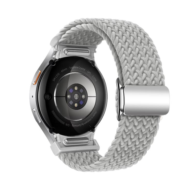 For Samsung Galaxy Watch 5 Pro / 6 / 7 Kalebol Button Braided Loop Magnetic Buckle Watch Band(Light Grey)