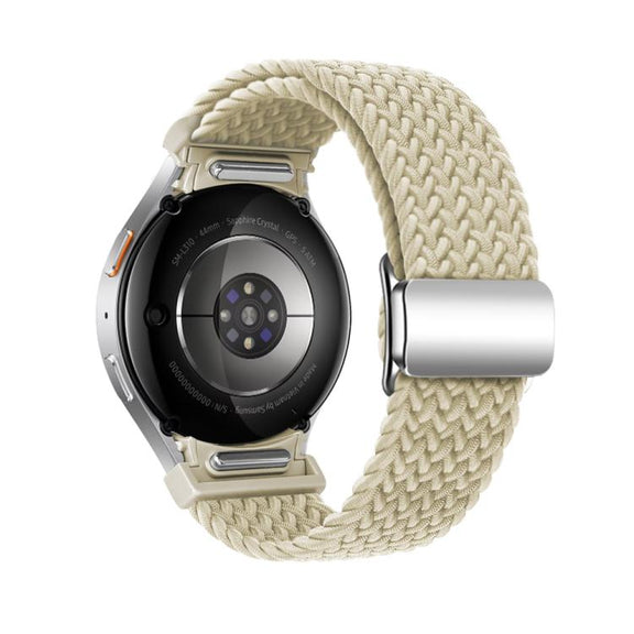 For Samsung Galaxy Watch 5 Pro / 6 / 7 Kalebol Button Braided Loop Magnetic Buckle Watch Band(Starlight)