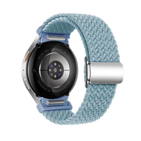 For Samsung Galaxy Watch 5 Pro / 6 / 7 Kalebol Button Braided Loop Magnetic Buckle Watch Band(Cyan-blue)