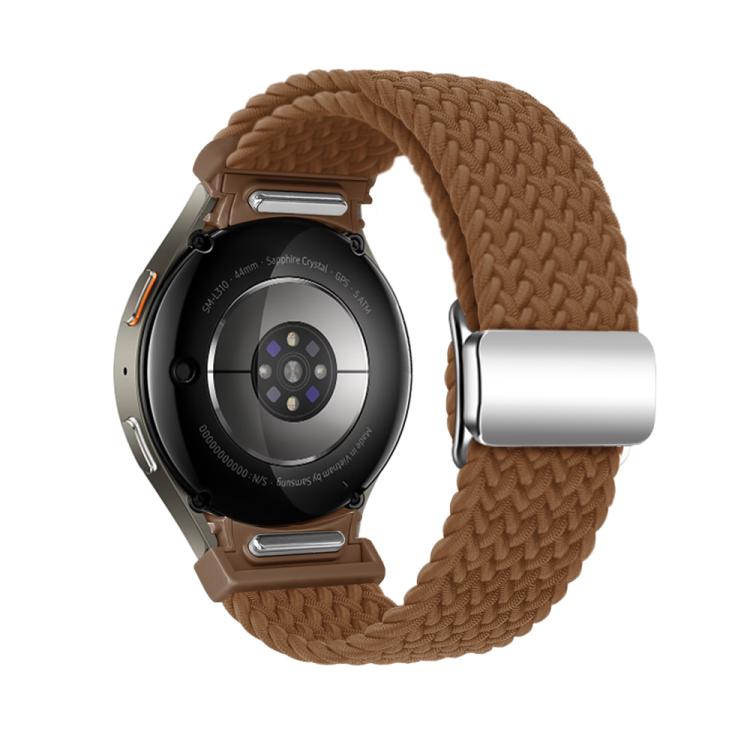 For Samsung Galaxy Watch 5 Pro / 6 / 7 Kalebol Button Braided Loop Magnetic Buckle Watch Band(Brown)