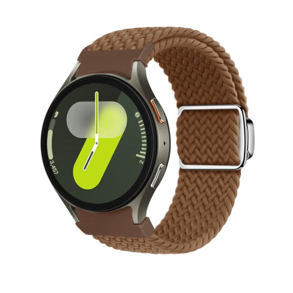 For Samsung Galaxy Watch 5 Pro / 6 / 7 Kalebol Button Braided Loop Magnetic Buckle Watch Band(Brown)