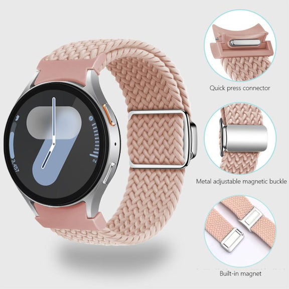 For Samsung Galaxy Watch 5 Pro / 6 / 7 Kalebol Button Braided Loop Magnetic Buckle Watch Band(Space Grey)